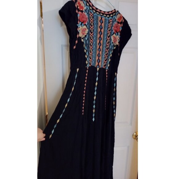 Johnny Was navy blue embroidered maxi dress in women's size small - Picture 2 of 8